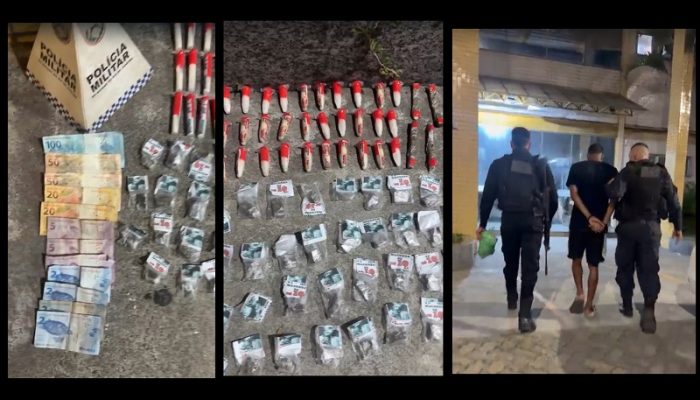 Policiais observaram movimentação suspeita, perseguição e apreenderam drogas, dinheiro e celular