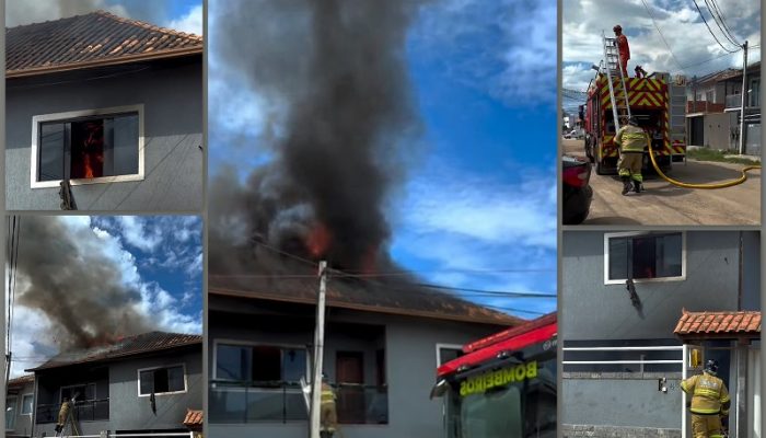Incêndio em residência mobiliza Corpo de Bombeiros no bairro Village, em Rio das Ostras. Reprodução