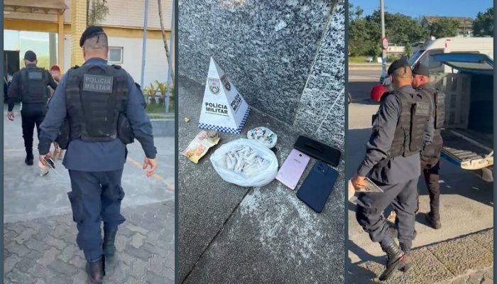 O suspeito foi observado entregando o material a um rapaz em um veículo, que deixou o local imediatamente após a transação.