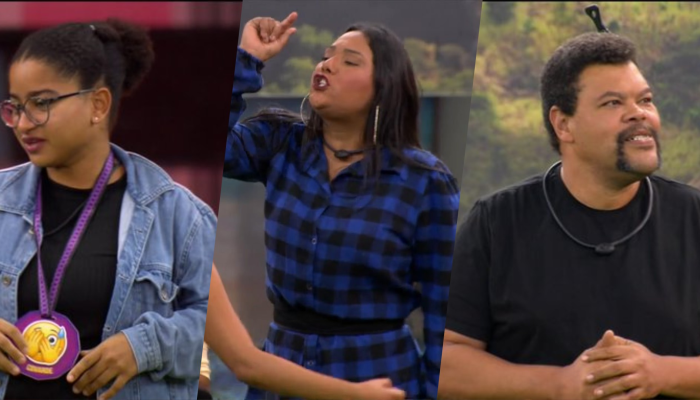 Emparedados Milena, Chaiany e Babu Santana em noite de paredão — Foto: Reprodução/TVGlobo
