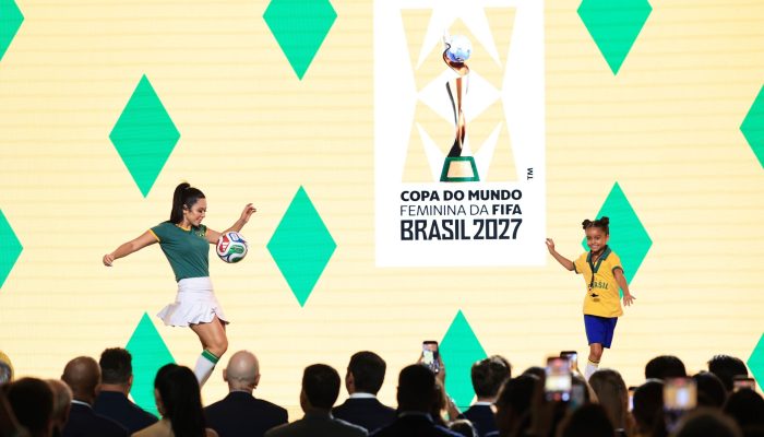 Fifa lança marca oficial da Copa do Mundo feminina de 2027 — Foto: Buda Mendes/Fifa via Getty ...
