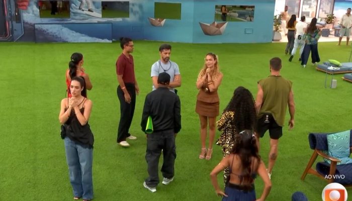 Veteranos dialogam com pipocas para formar grande grupo no 'BBB 26' — Foto: Reprodução/TV Globo