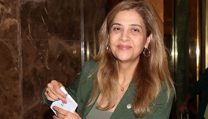 Leila Pereira durante chegada do Palmeiras ao seu hotel nos Estados Unidos Cesar Greco/Palmeiras...