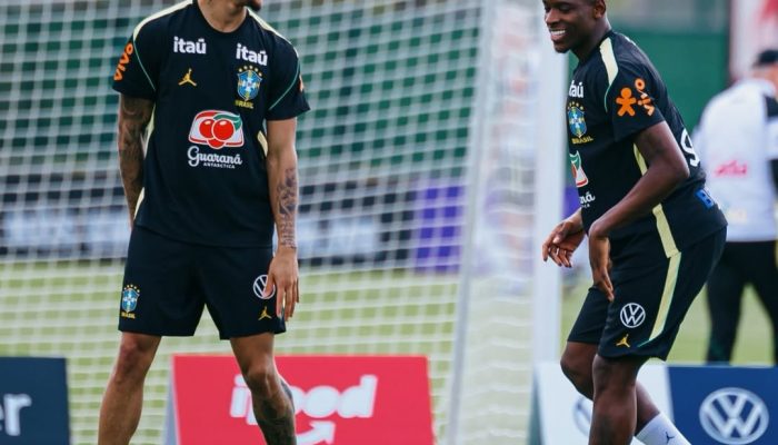 João Pedro e Luiz Henrique em treino da seleção brasileira — Foto: Divulgação