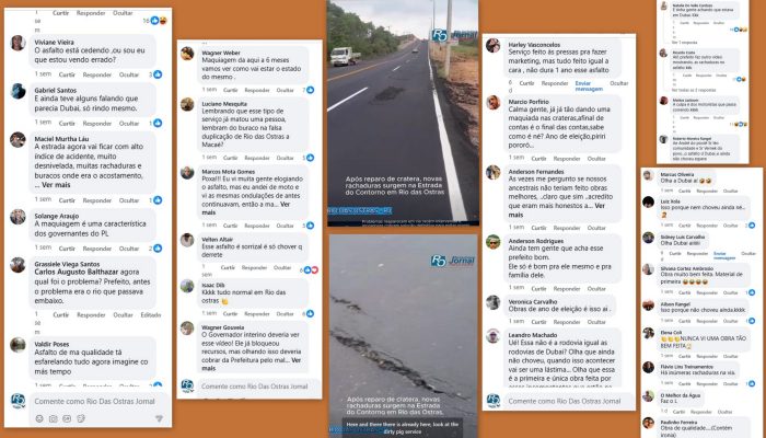 Publicação sobre novas fissuras na pista ultrapassa centenas de comentários e compartilhamentos; população questiona qualidade da obra e teme agravamento com período de chuvas